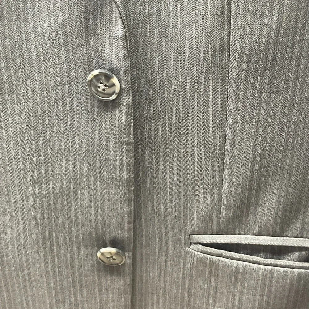 Kenneth Cole New York Mens Grey Pinstripe 100% Wool Suit Jacket Blazer 44R